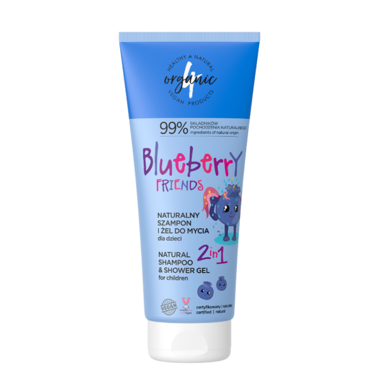 Naturalny szampon i żel do mycia dla dzieci 2w1 Blueberry Friends 200 ml