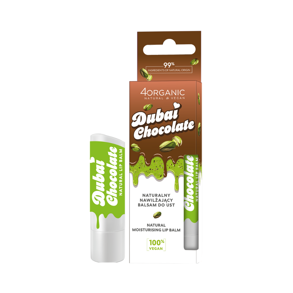 Natural moisturizing lip balm Dubai chocolate, 5g